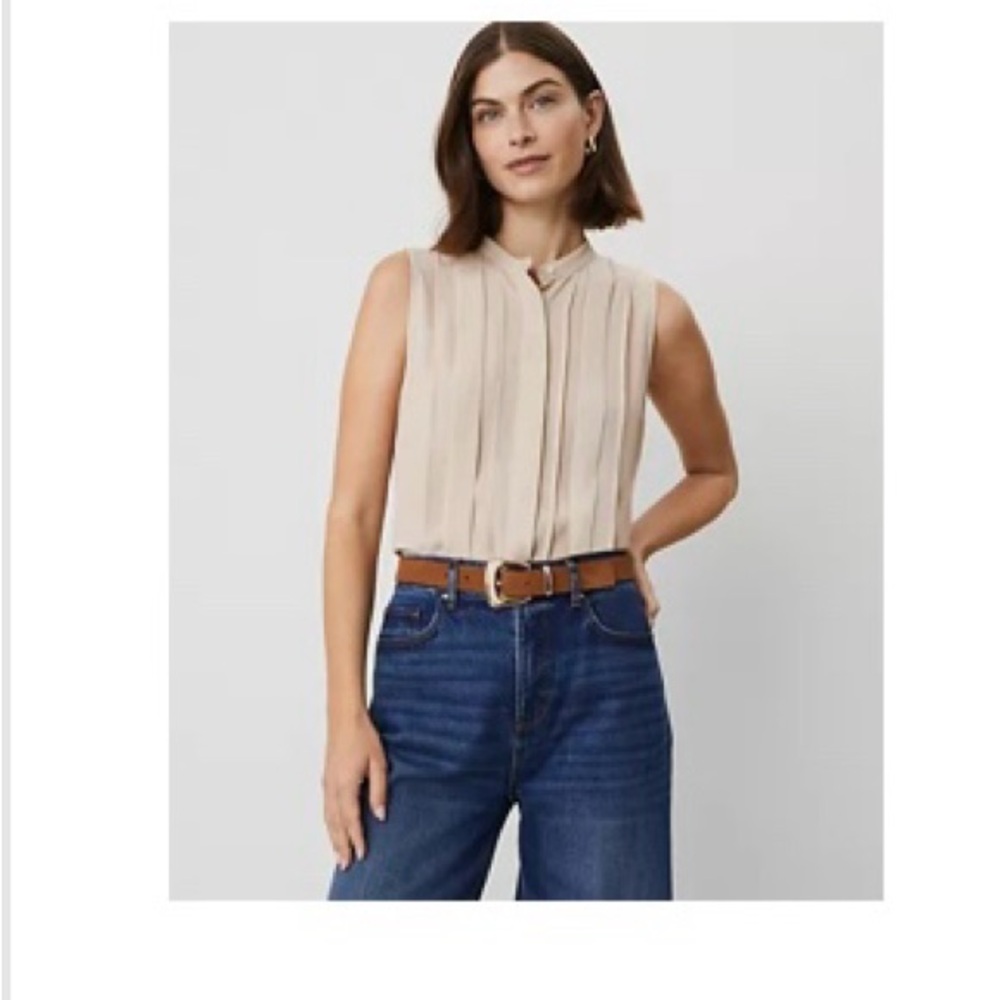 Ann Taylor Women's Beige Sleeveless Blouse